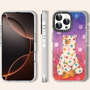 *NIB IPHONE 16 PRO MAX CUTE COLORFUL POLKA DOT TEDDY BEAR PROTECTIVE PHONE CASE